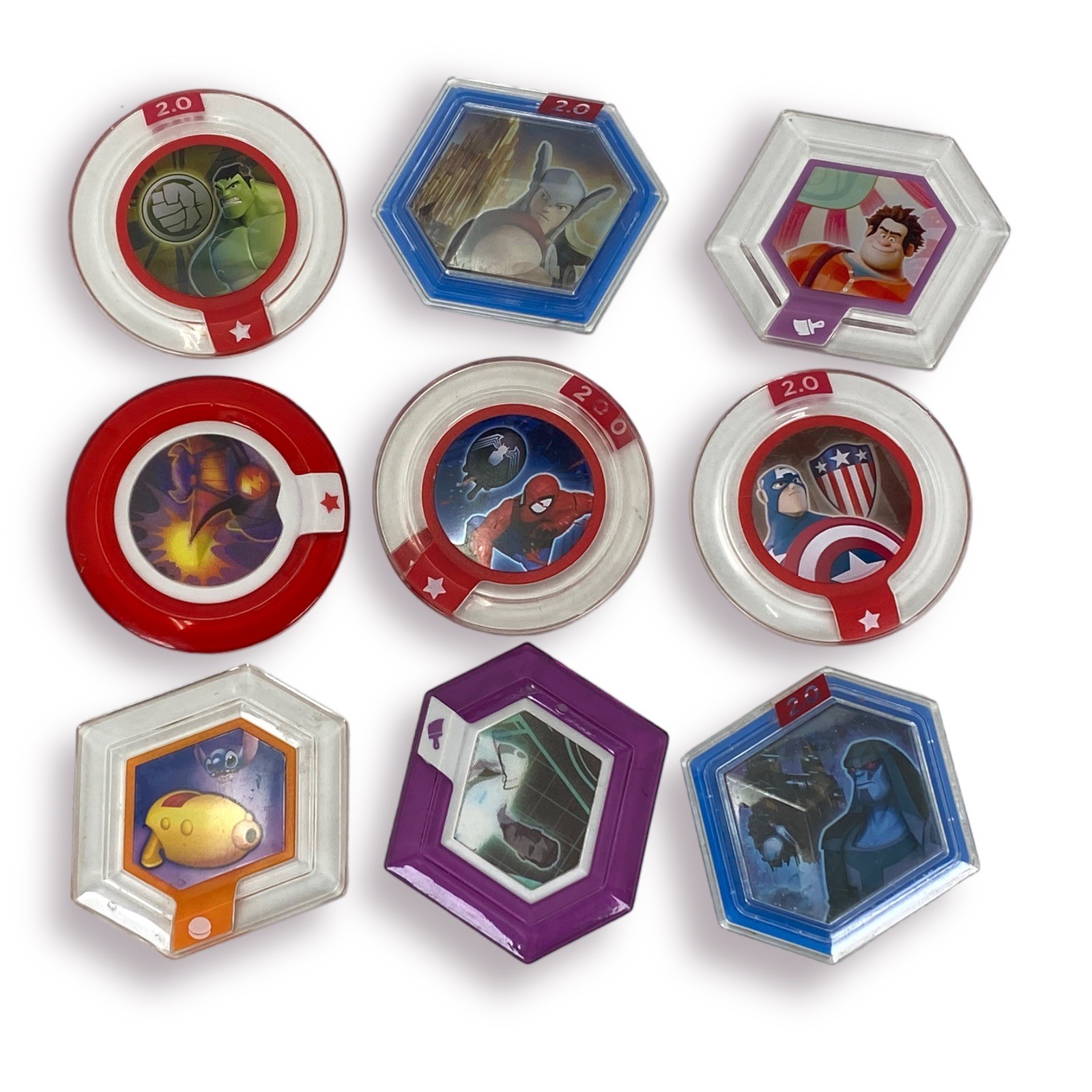 Disney Infinity 2.0 Originals & Marvel Heroes and Other Power Discs - Lot of 10