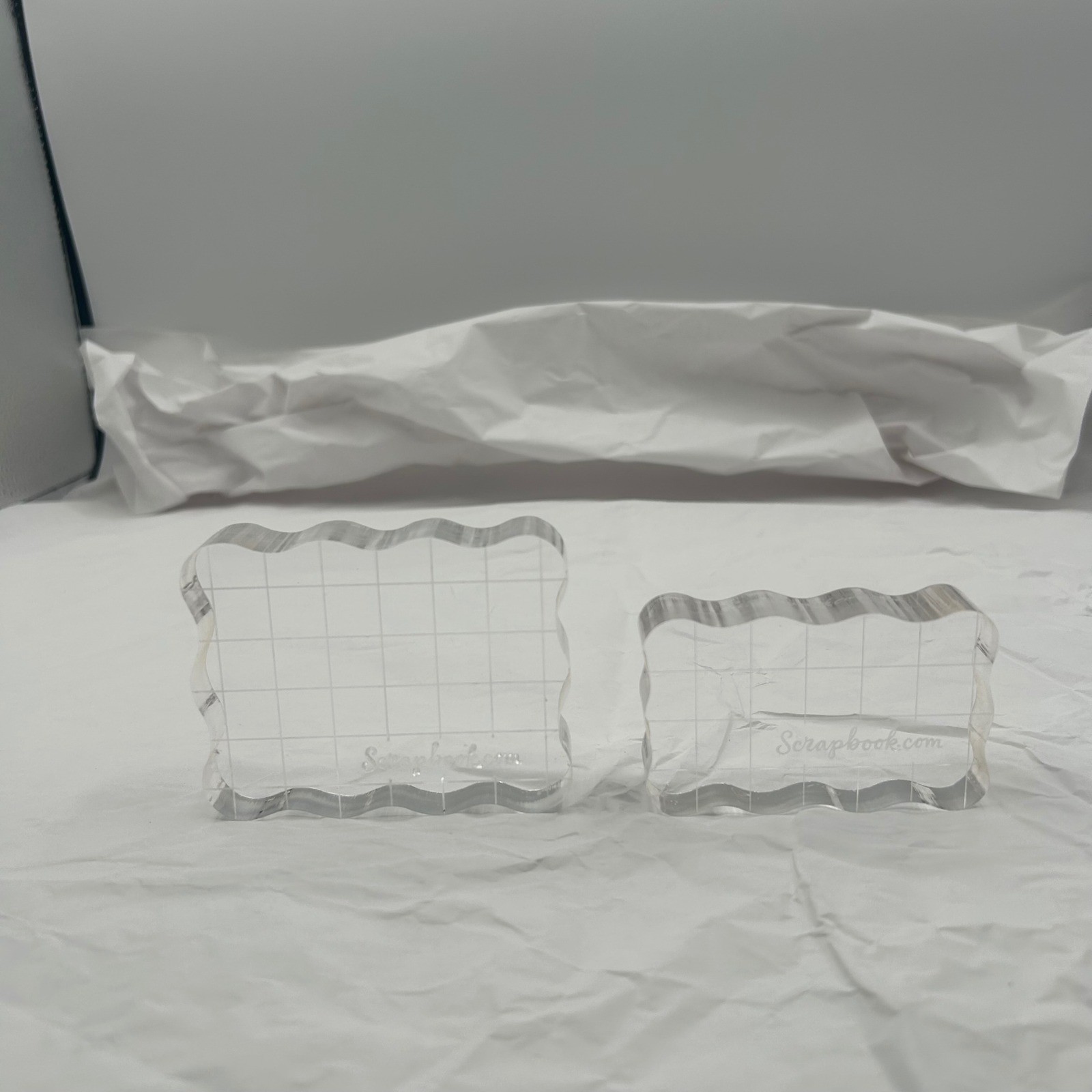 Scrapbook.com Acrylic Stamping Blocks Clear Scalloped Edge Grid 2pc Set