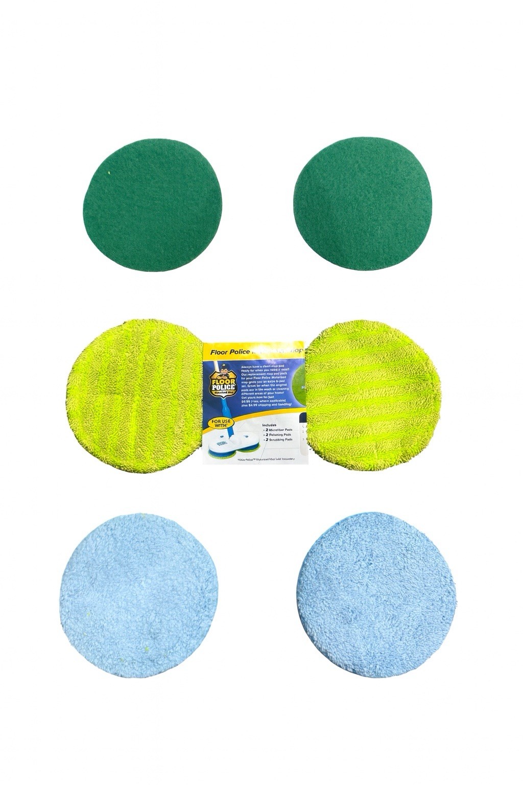 As Seen On TV Floor Police Replacement Mop Heads, 6 Pads For Cleaning Floors