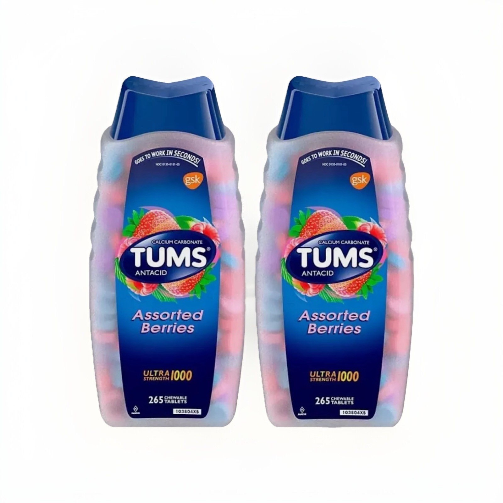 2-PACK * TUMS Ultra Strength 1000 mg,. Assorted Berries 2/265 Chewable 530 Count