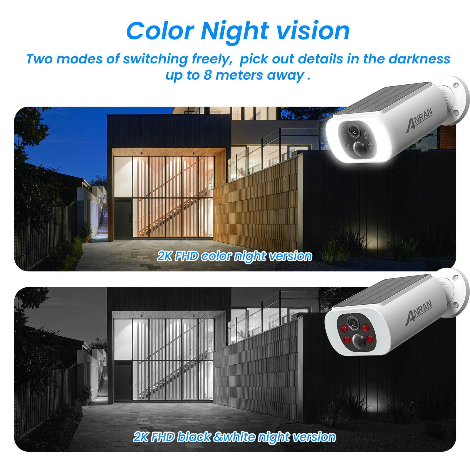 Wireless Solar Battery Powered Wifi Home Security Camera System Outdoor Audio IR