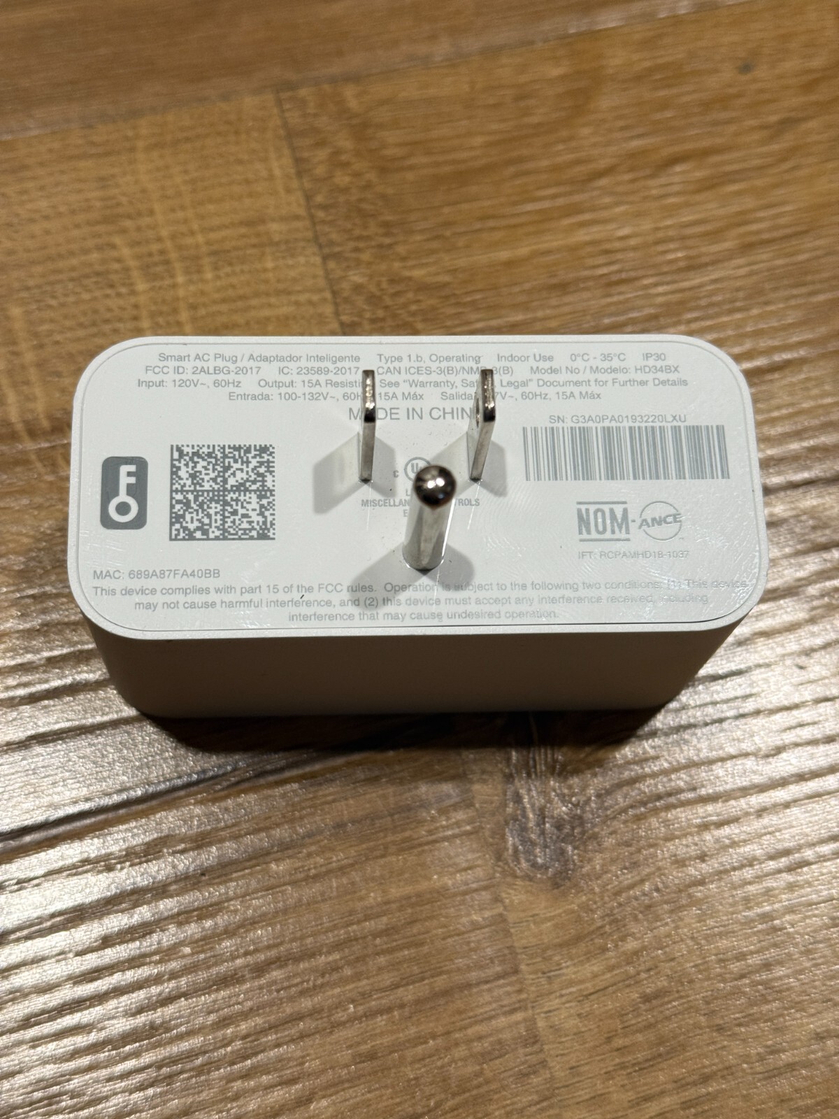 Amazon Smart AC Plug - White HD34BX - Tested Works