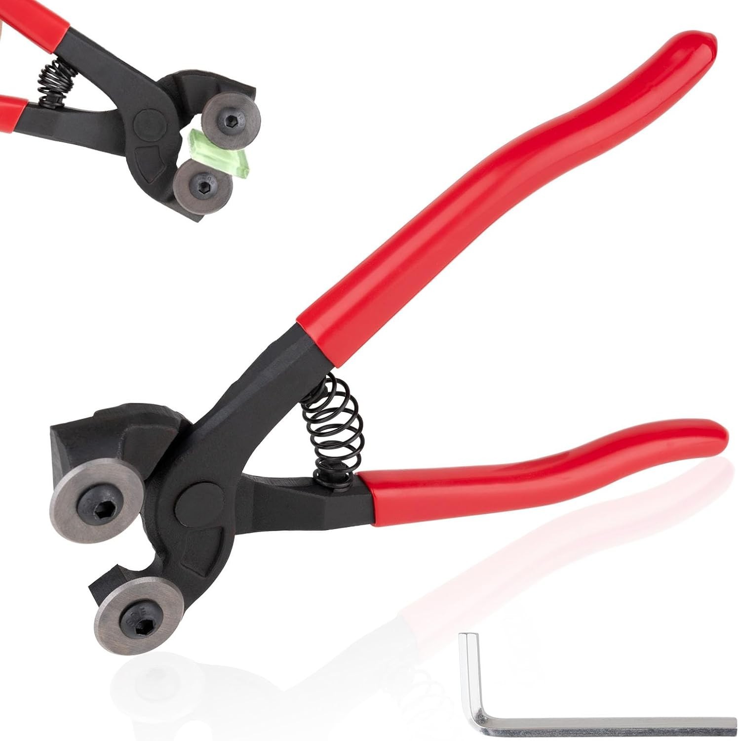 Glass Tile Nippers 7 Inch Heavy Duty Wheeled Mosaic Cutting Tool Red