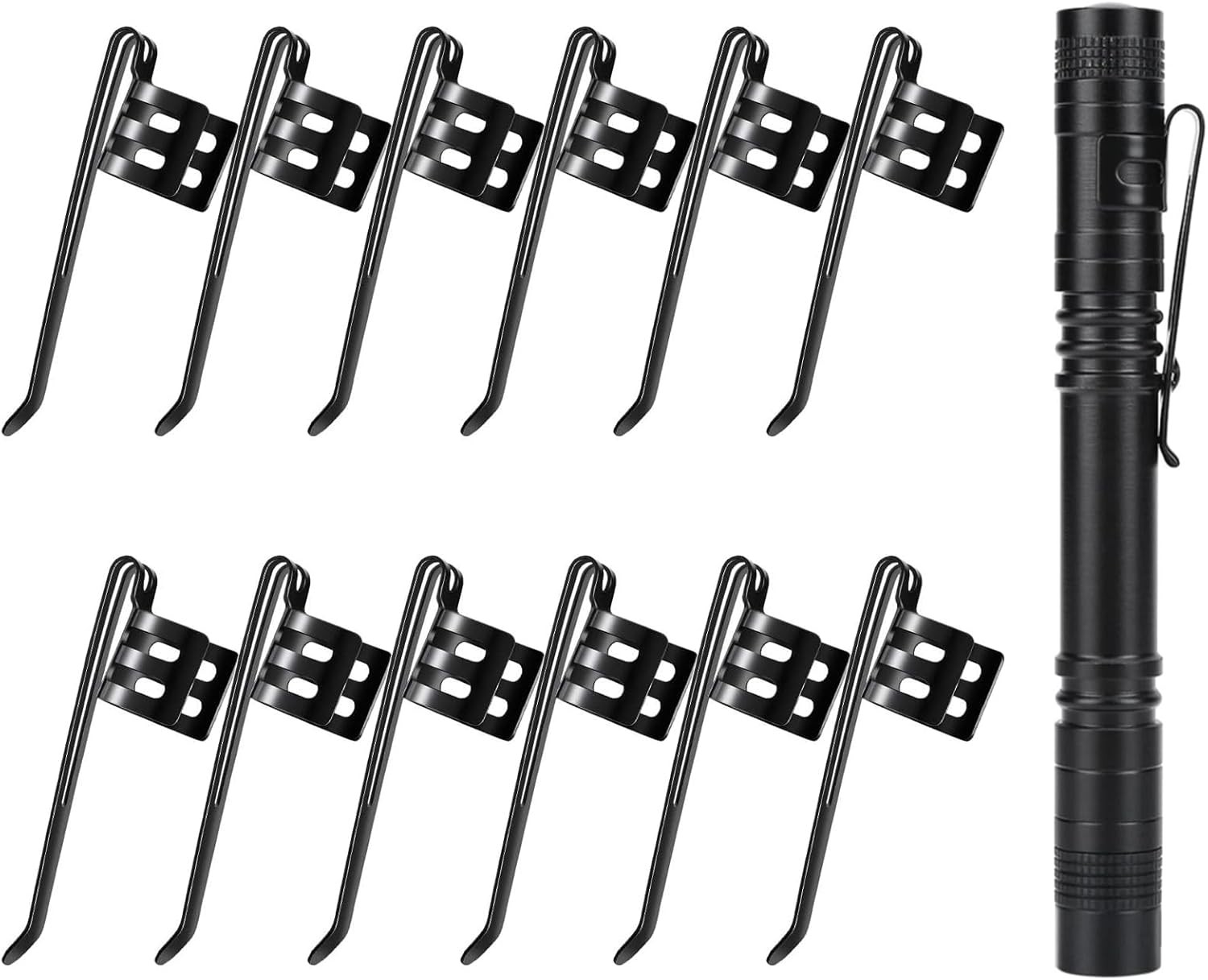20 Pieces Replacement Flashlight Clip for Removable Accessories, Black
