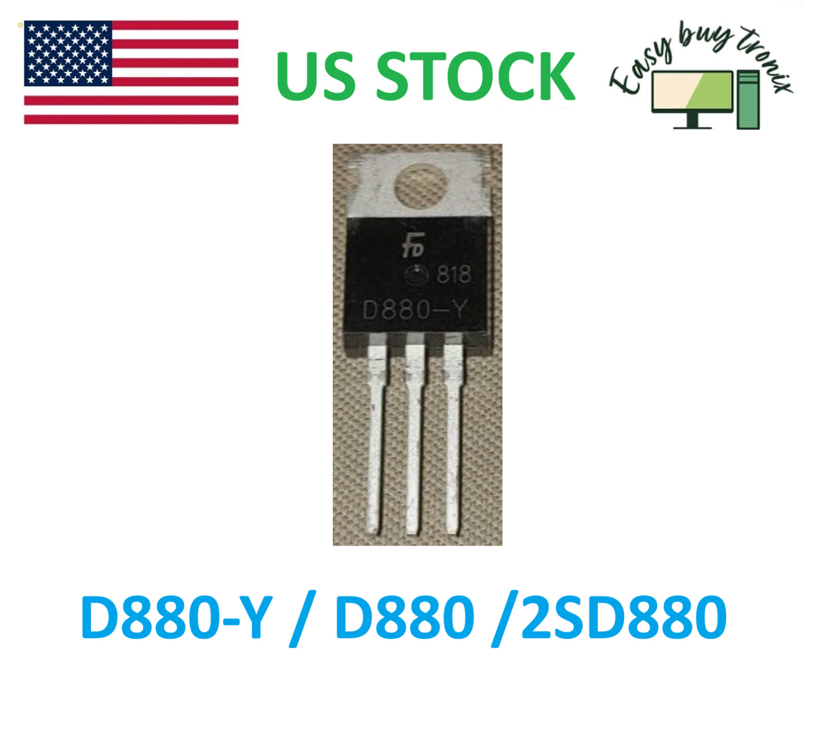 3pcs TO-220 D880-Y D880 2SD880 for TV car stereo power amp transistor, USA Stock