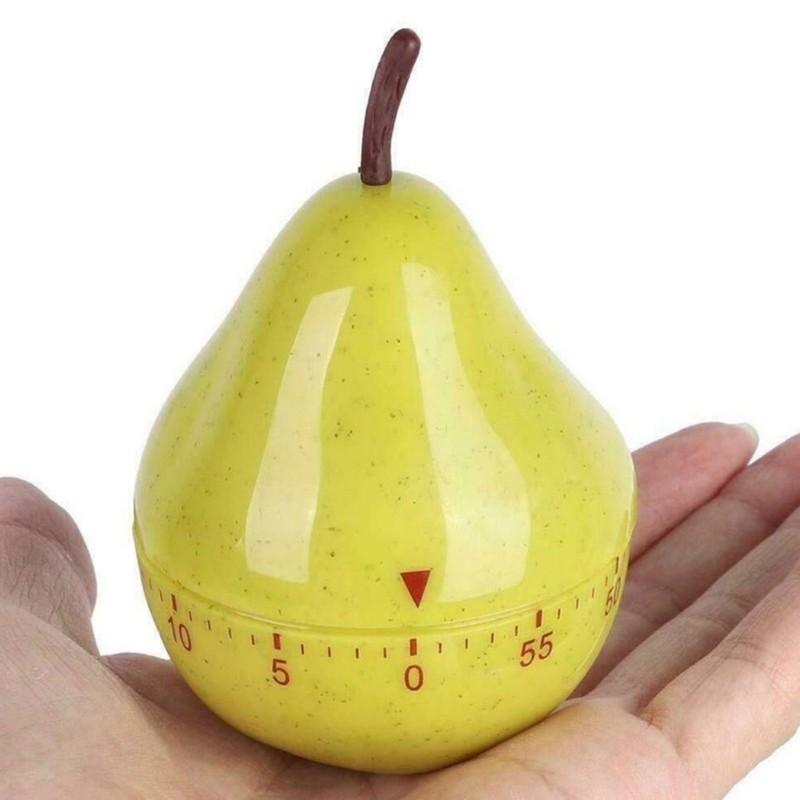 Accurate 60Minute Pear Shaped Timer Mechanical Operation Kitchen Reminder