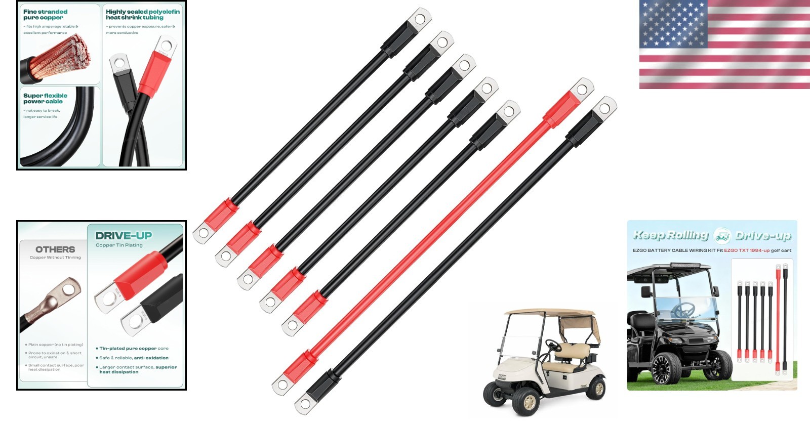 Long-Lasting Battery Cables for EZGO Golf Carts