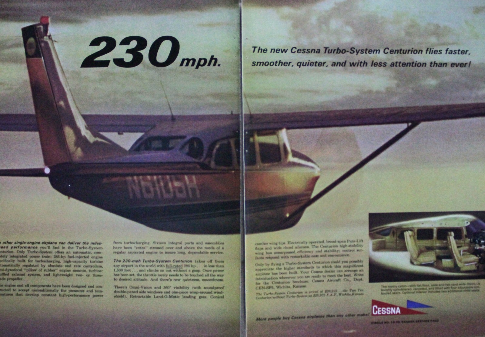 Cessna Plane Magazine Ad Aviation Picture Retro Flying Wall Art