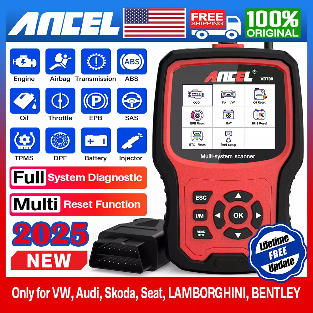 Ancel VD700-US Diagnostic ABS SRS TPMS Scanner Oil EPB For VW Audi Skoda Seat