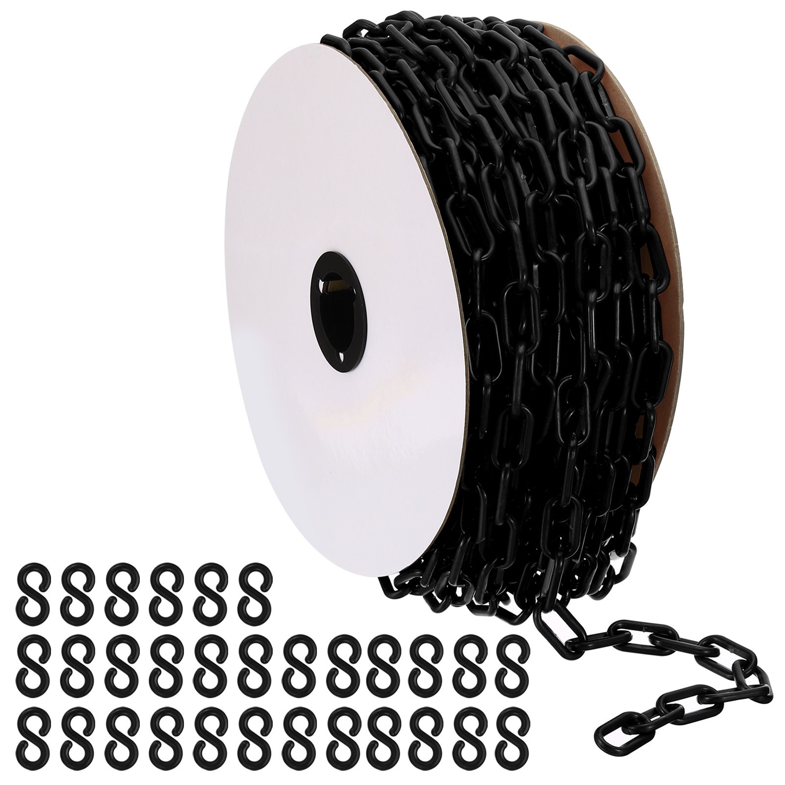 Plastic Chain,125 FEET Safety Barrier Chain for Crowd, 1/4inch(6mm) Black