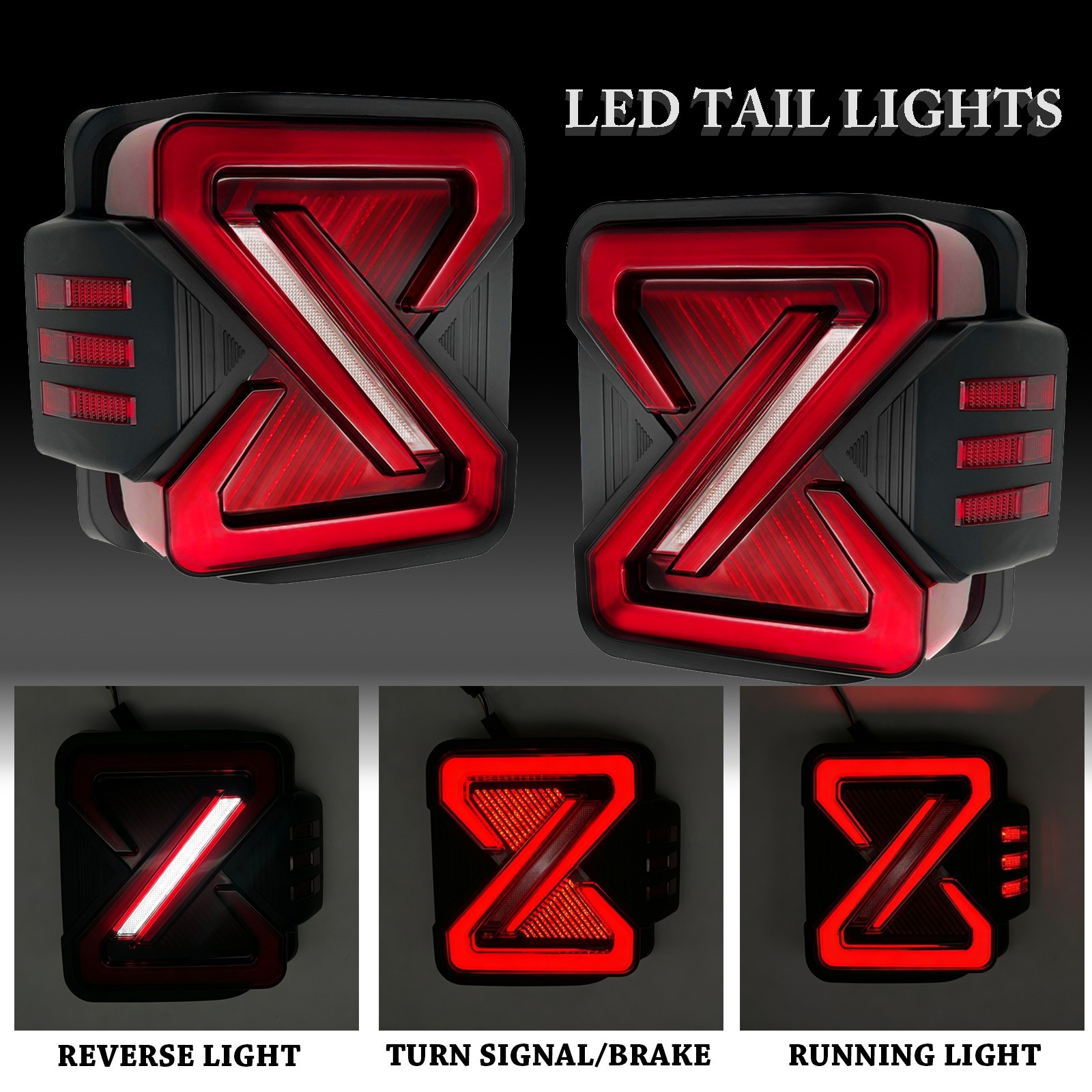 LED Tail Lights Pair For 2007-2018 Jeep Wrangler JK JKU Reverse/Turn Signal Lamp