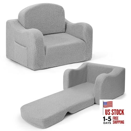 Comfy Toddler Chair & Kids, 2-in-1 Soft Couch Fold Out for Kids, Toddler