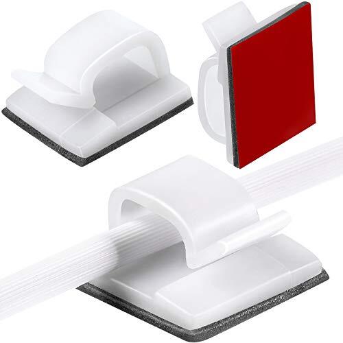 100 Pieces Mini Outdoor Cable Clips with Adhesive Tapes Light Clips Small White