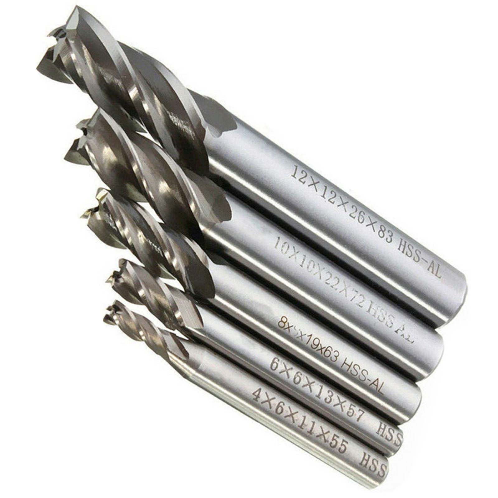 5Pcs CNC Straight Drill Bits HSS Shank 4 Flutes Engraving Milling Cutters e