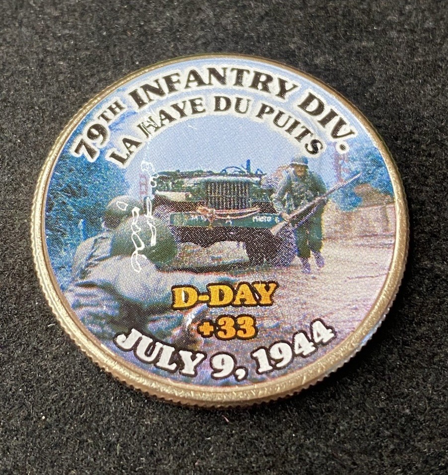Colorized Kennedy Half Dollar D-Day 79th Infantry Div La Haye Du Puits Free Ship