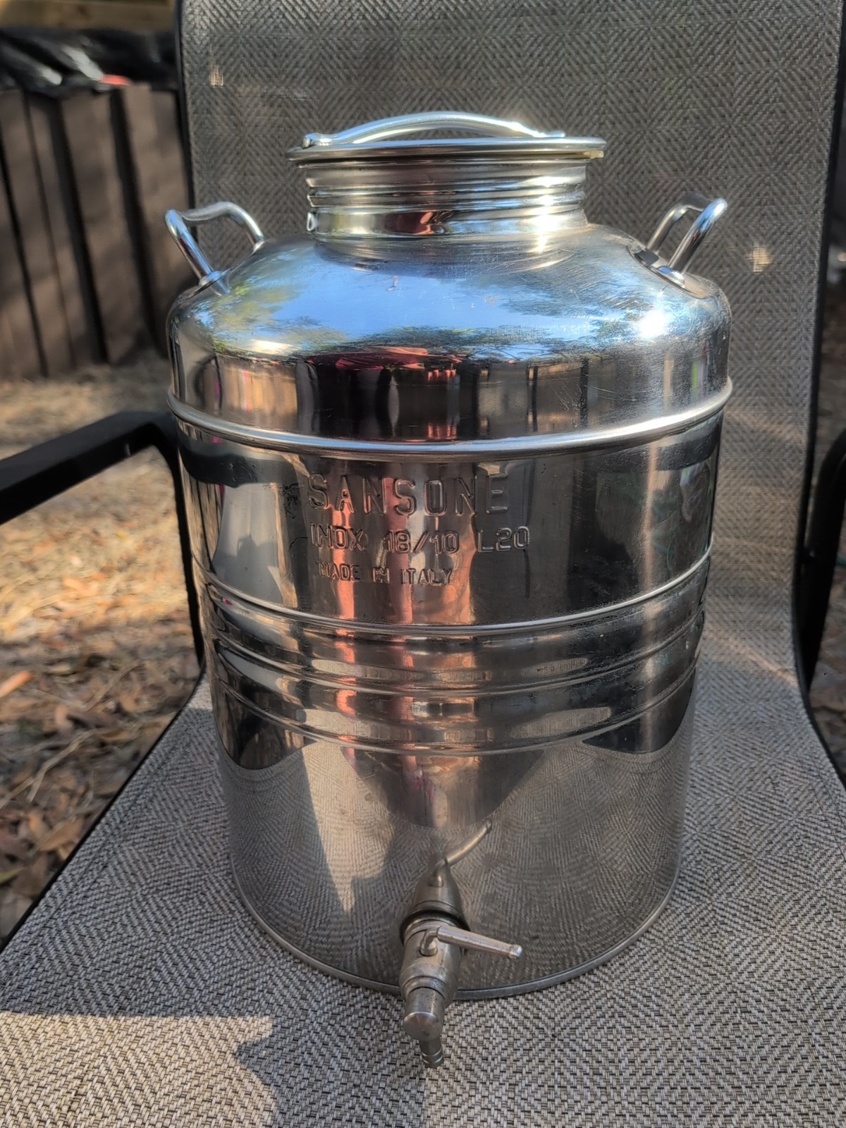 SANSONE 20 Liter Stainless Steel Water/Oil Dispenser Inox 18/10 Has Spout  Rare