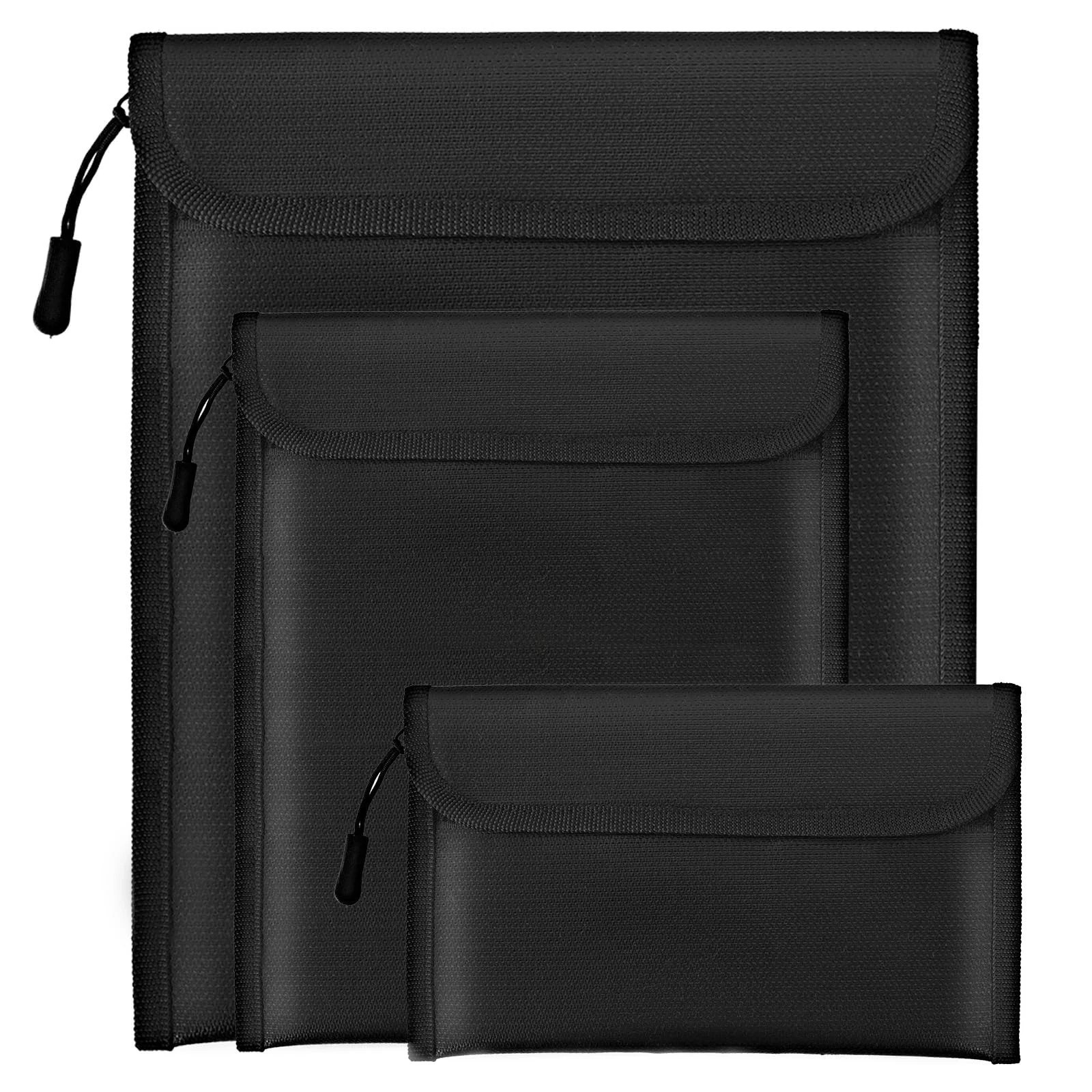 Fireproof Document Bag Money File Storage Pouch 3 Pack 2000°F Portable