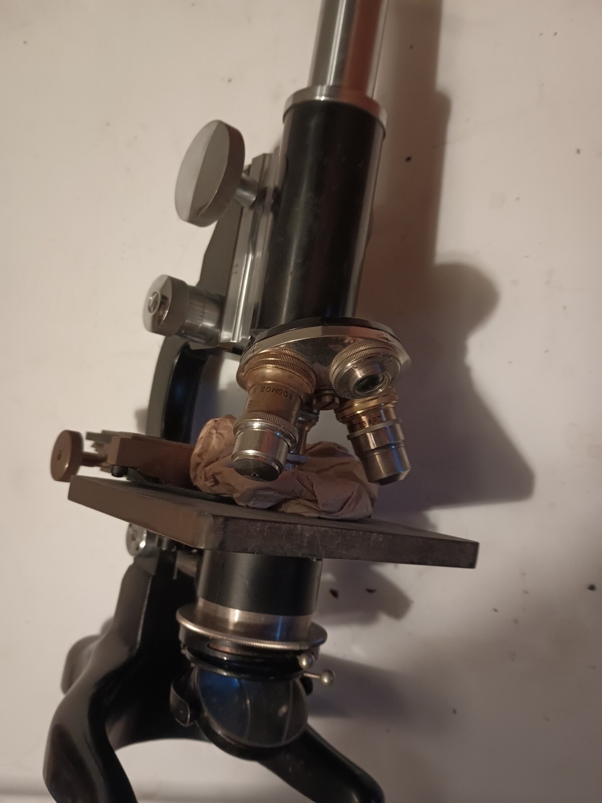 Vintage laboratory microscope KOSMOS STUTTGARD Model 2106 Germany.