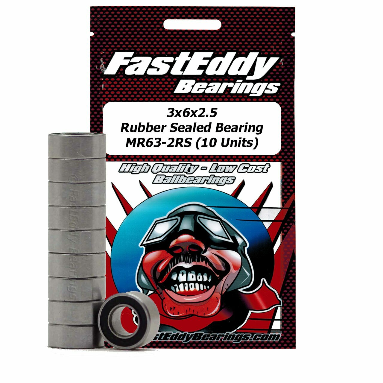 3x6x2.5 Rubber Sealed Bearing MR63-2RS 10 Units