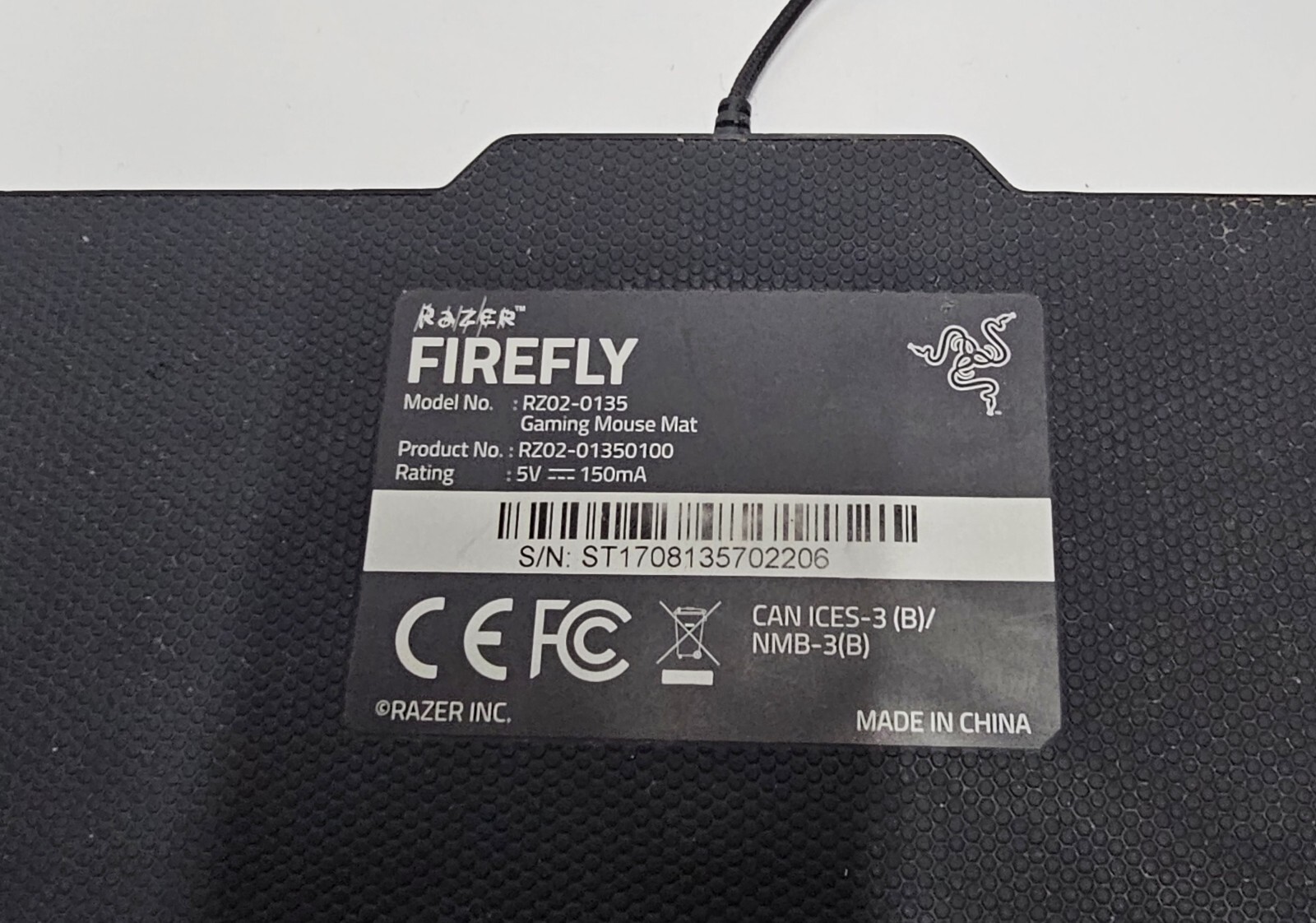 Razer Firefly RGB USB Connected Hard Gaming Mousepad, Custom Lighting
