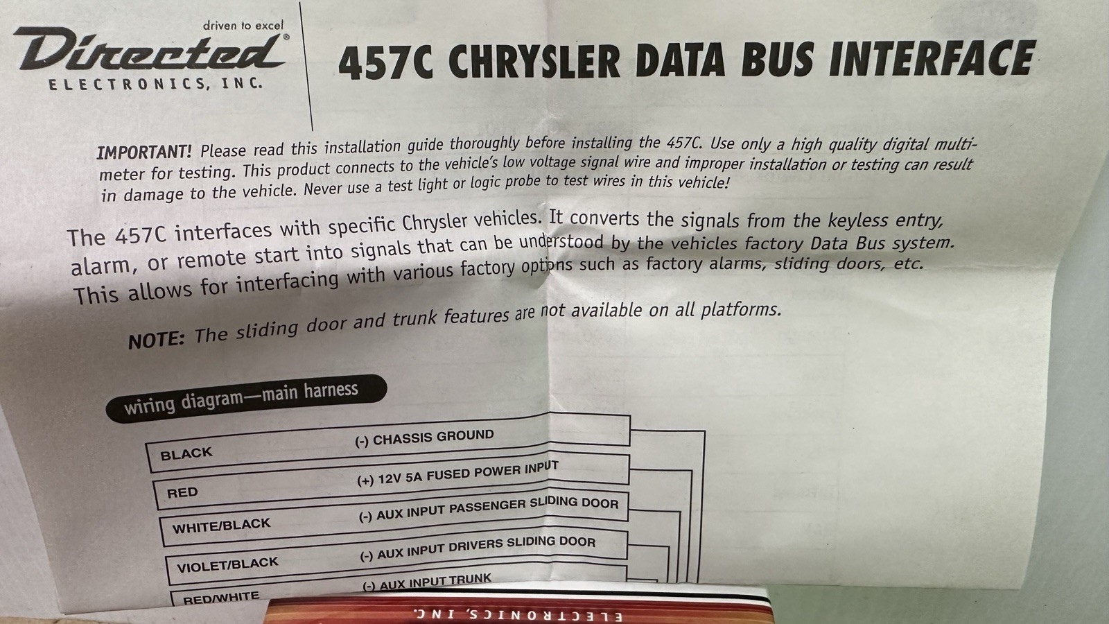 DEI 457CW Chrysler/Jeep Door Lock Interface Module Databus Interface Directed