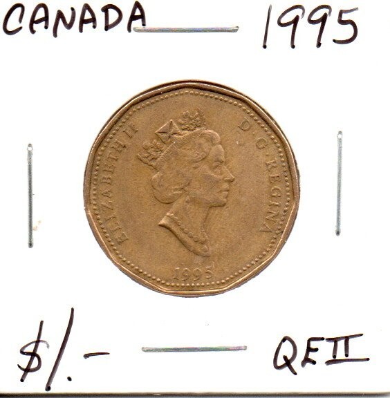 Canada 1 Dollar Coin 1995 Queen Elizabeth II As Pictured