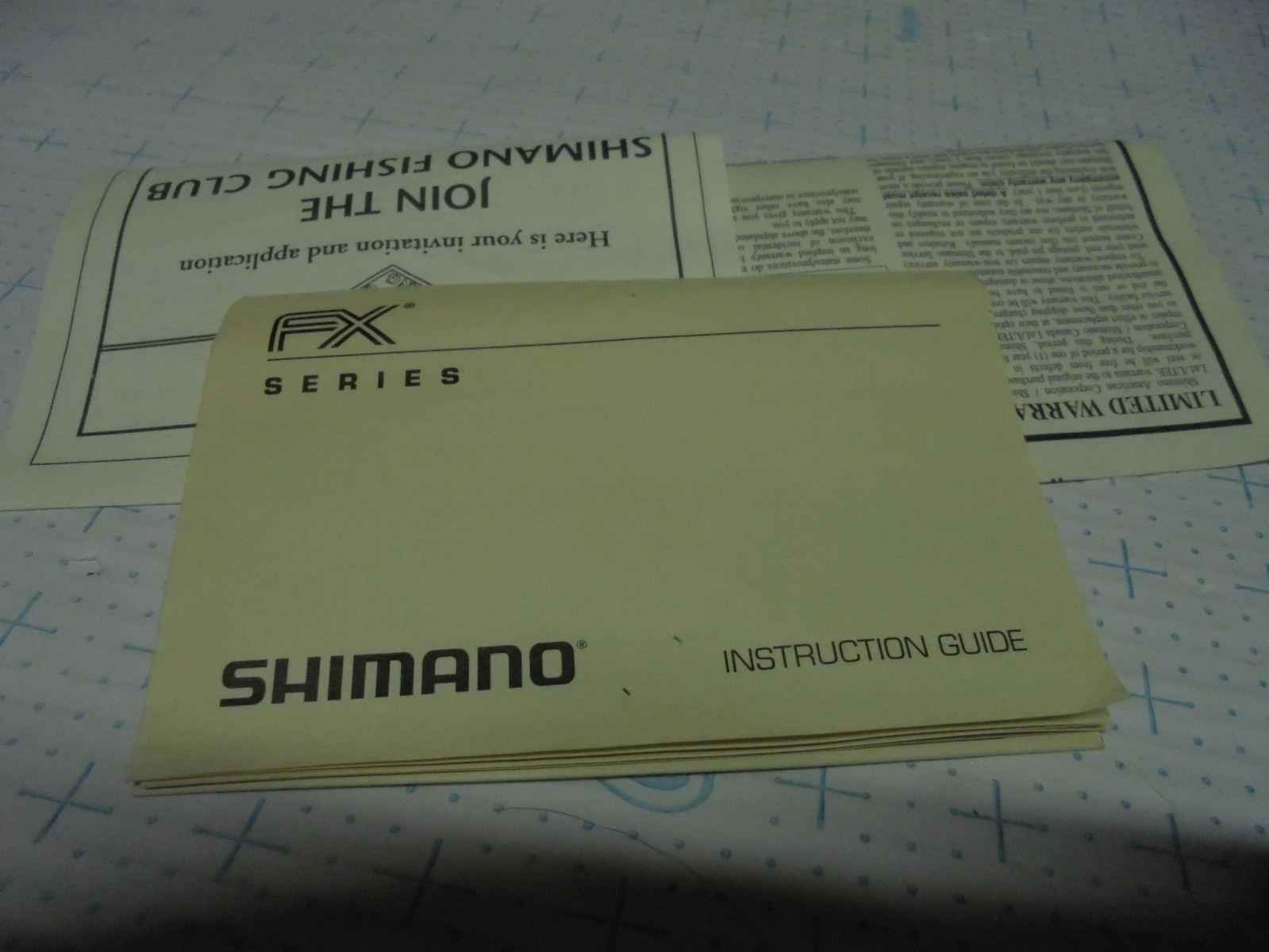 Vintage Shimano FX Series Fishing Reel Manual, Warranty Card, Fishing Club App.