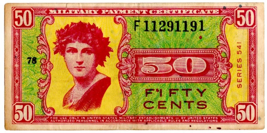 Series 541 50c Replacement Note Military Payment Certificate