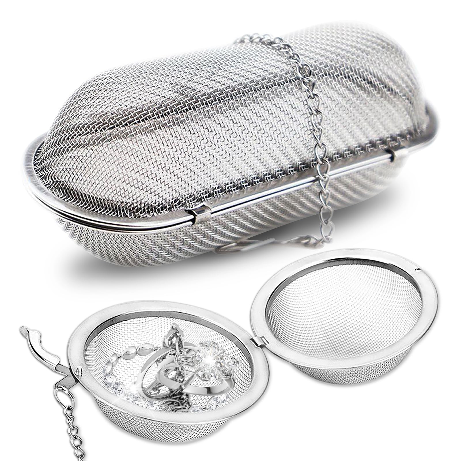 Iffitya Small Parts Jewelry Cleaning Basket - 2Pcs 2 Packs, 2-Pack Silver
