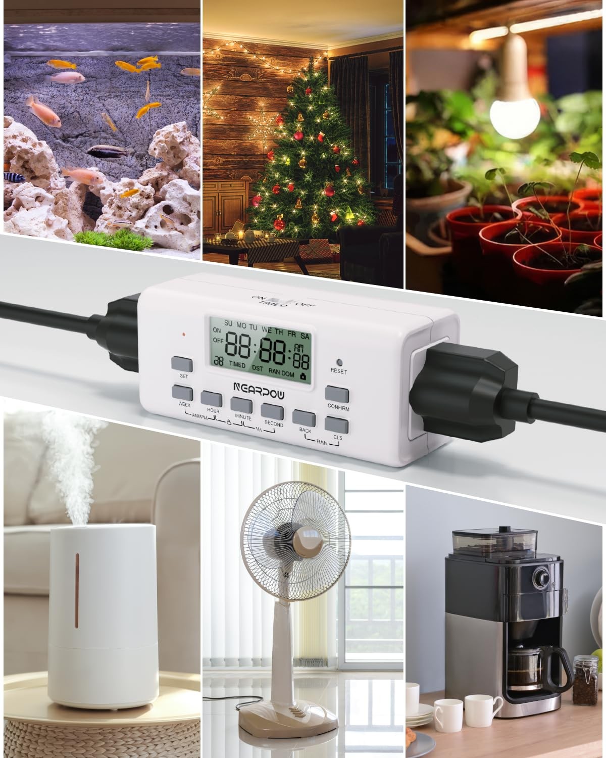 2 Pack Digital Timer Dual Outlets Programmable 10 On/Off 24 Hour 7 Day Plug