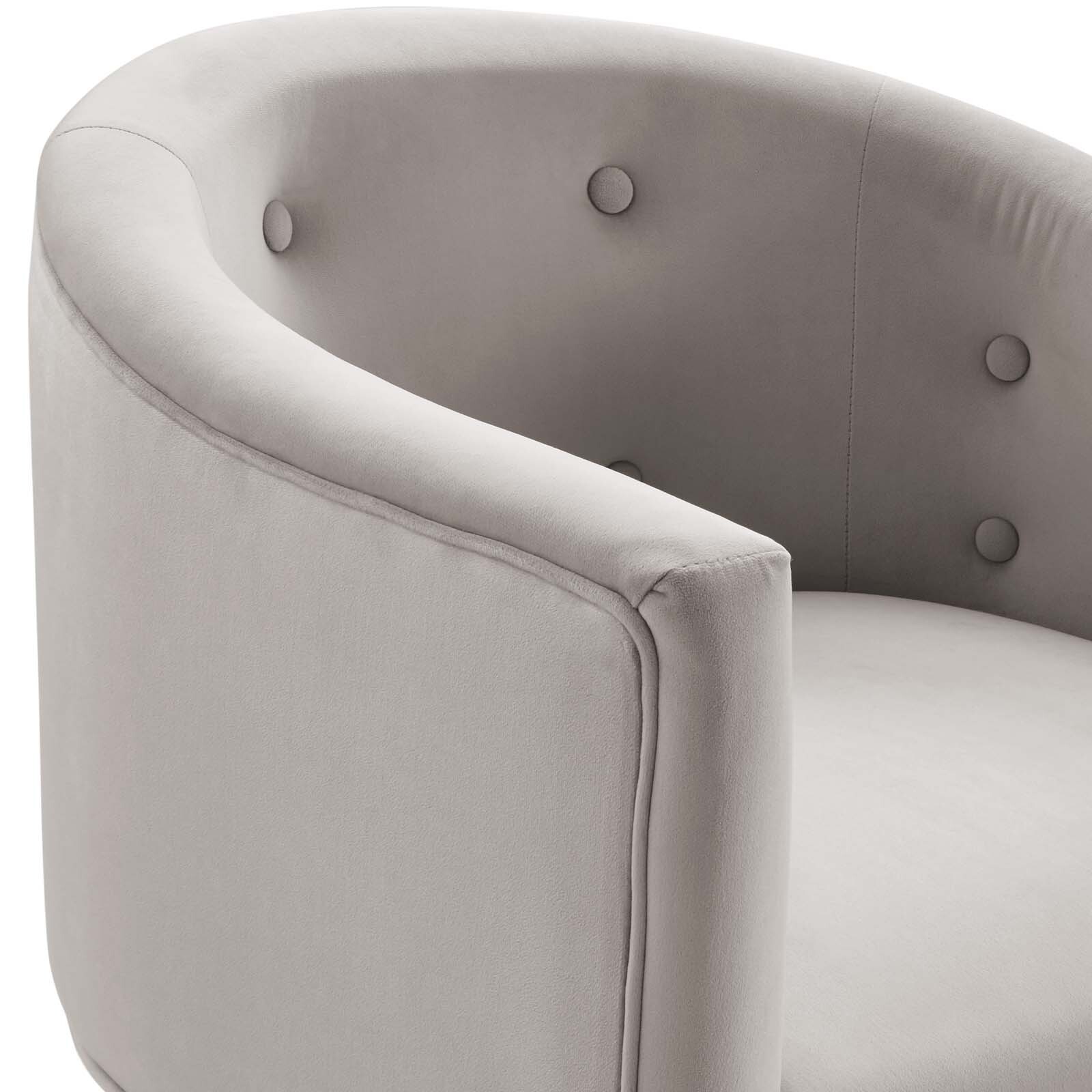 Modway Savour Tufted Performance Velvet Accent Chair in Light Gray