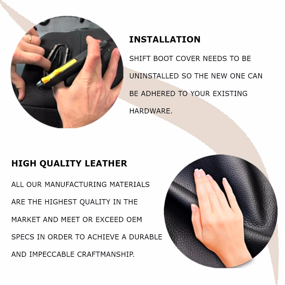 Automatic Shift Boot Cover Leather for Volvo XC90 2003-2014 Black White Stitch