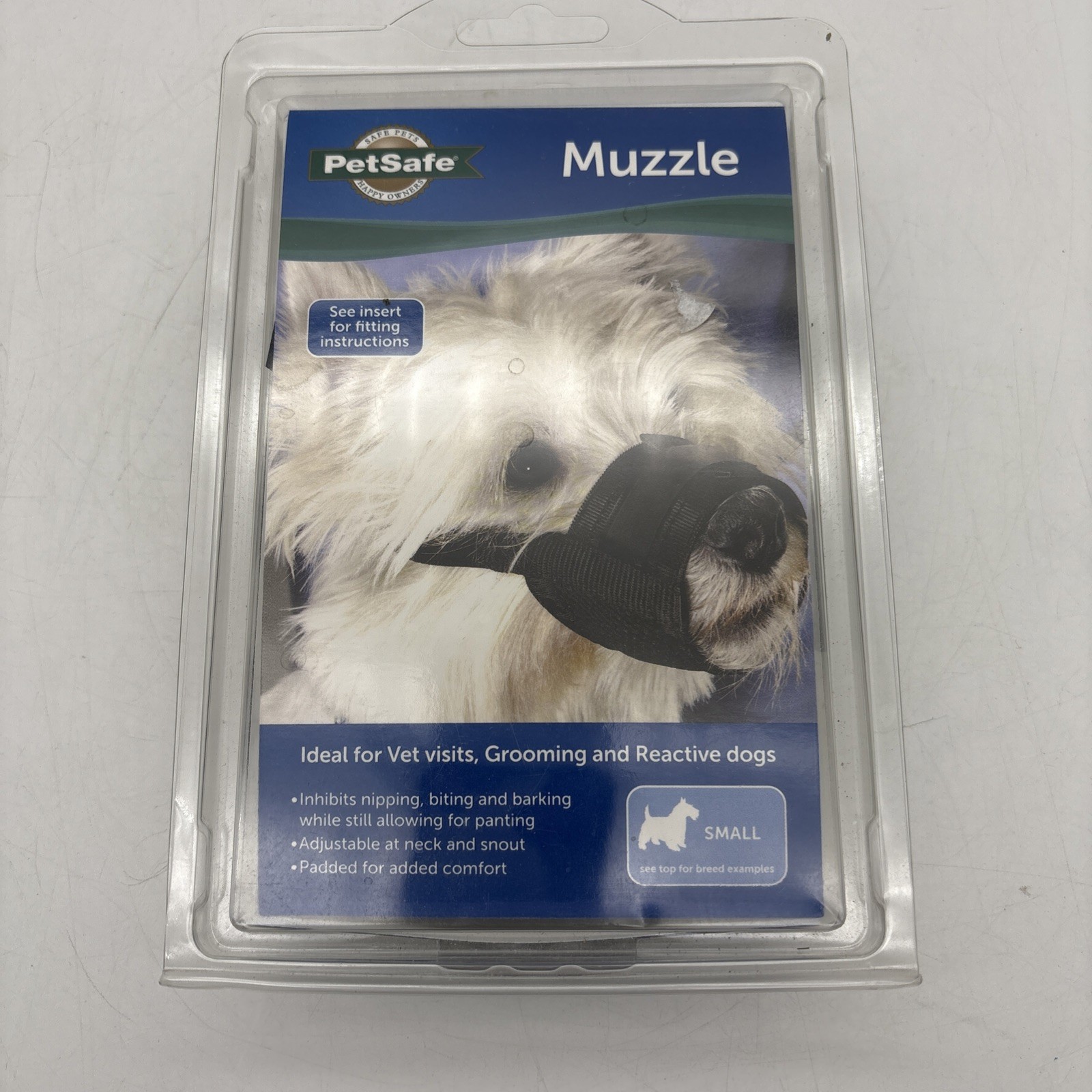 Dog Muzzle Small 7"-8.25" Black Padded Safe Inhibits Nips Bites Barking PetSafe