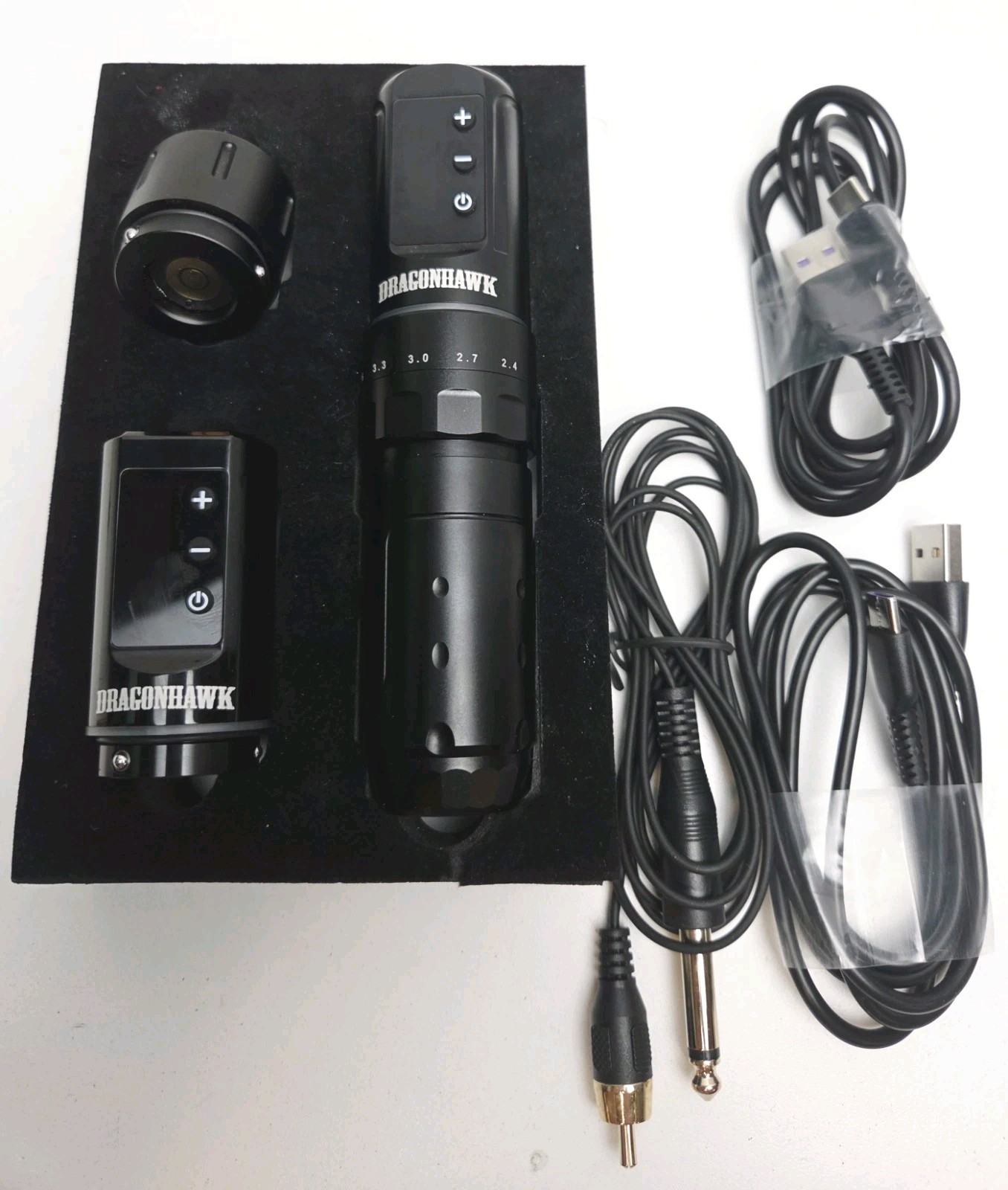 Dragonhawk Atom2 Wireless Tattoo Machine Ki 7 Strokes Mcore-A3 Rotary Pen PMU