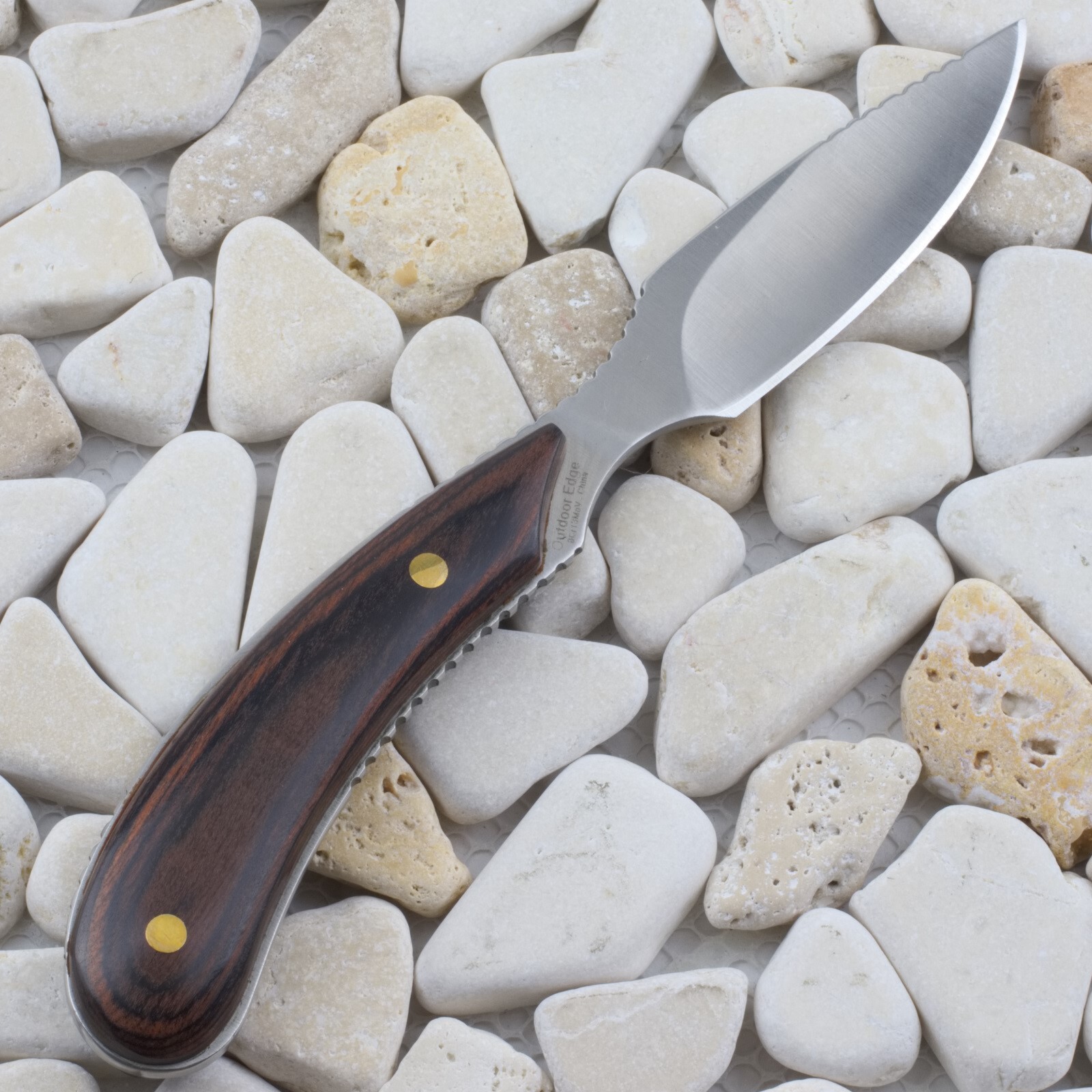 Outdoor Edge Dark Timber Caper Fixed Blade Knife Walnut Handle Sheath