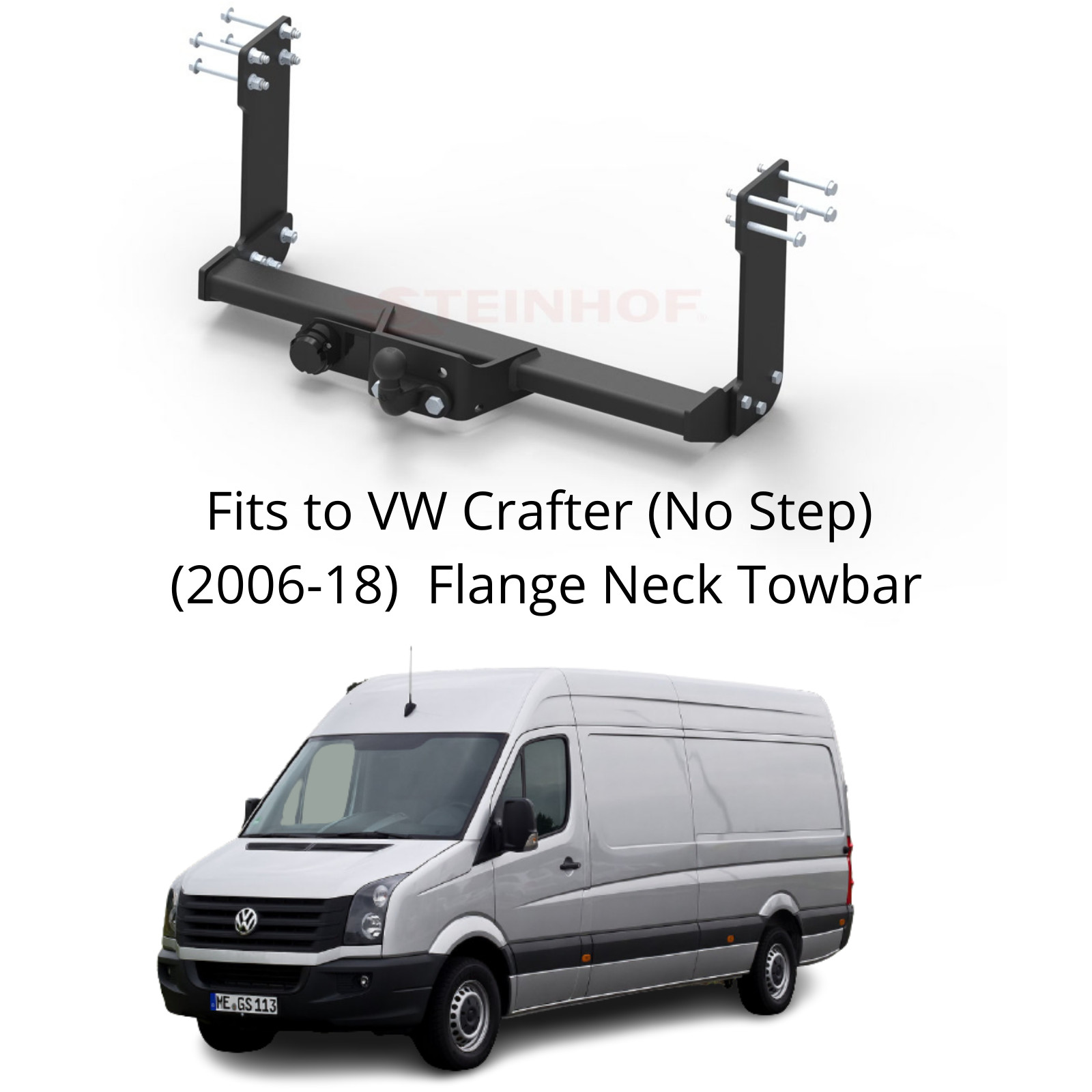 Tow Bar For Volkswagen Crafter Van NO STEP (2006-18) & 7 Pin Bypass Relay - V032