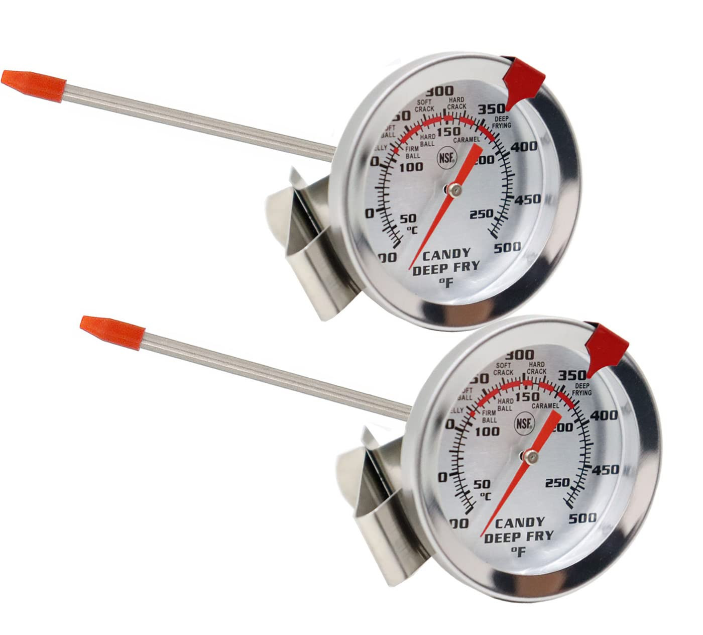 Candy Oil Frying Thermometer Turkey Thermometerwith Clip (2 Pack and 8 Inch Prob
