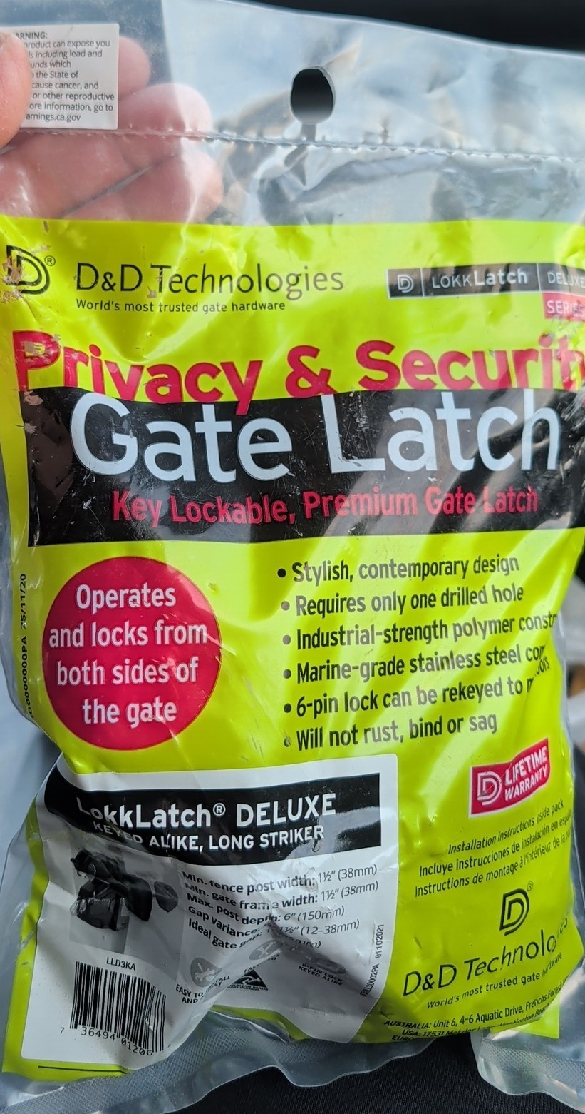 LokkLatch Deluxe Series 3 Gate Latch LLD3KA Privacy and Security Key Lockable