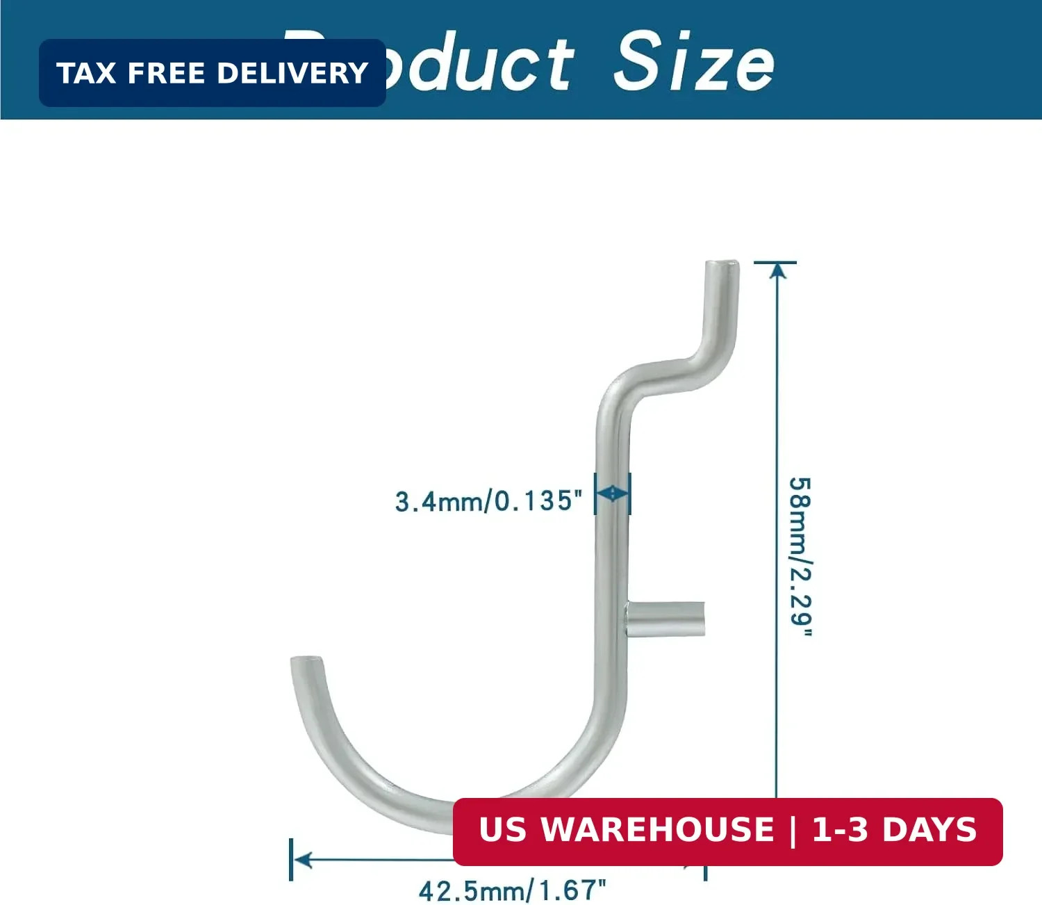 30Pcs Metal Pegboard J Hooks, 1/4" Pegboard Wall Display Assortment Peg Board St