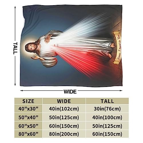 Catholic Jesus Gifts Throw Blanket Ultra-Soft Micro 60" x 50" Divine Mercy