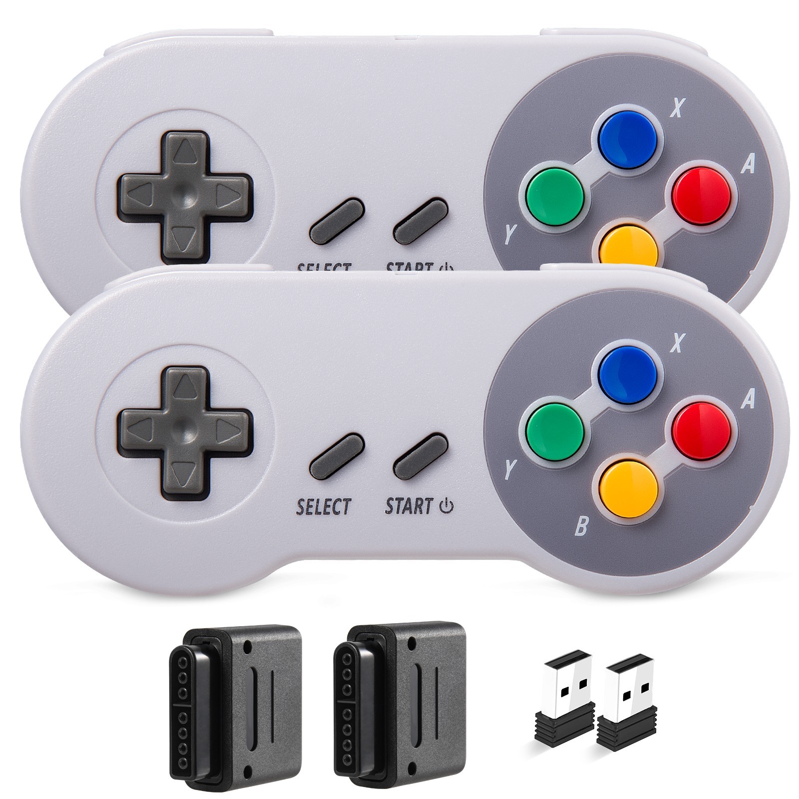 2 Packs Wireless SNES Console Controller 2.4G Game Pad Joypad for SNES PC RasPi