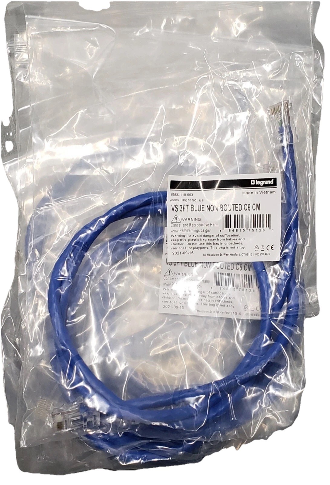 NEW *Lot of 9* Quicktron VS 3FT Blue Non Booted C6CM 566-011-003 Patch Cable