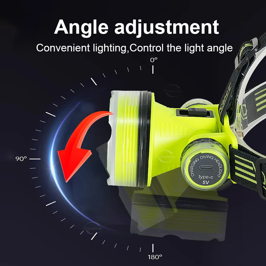Professional Diving LED Headlamp Headlight Diver Spearfishing Head Flashlight