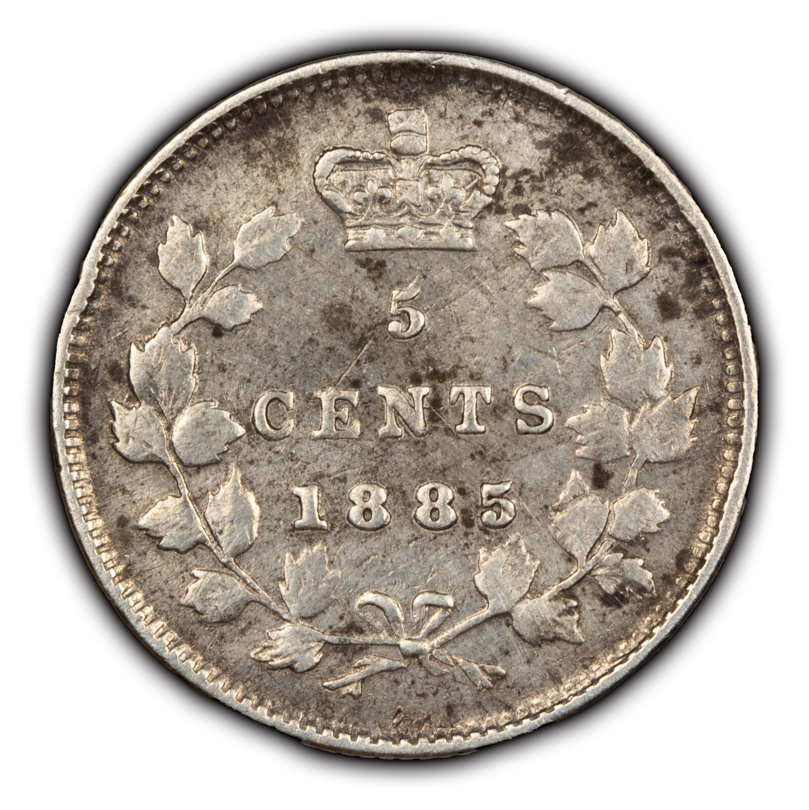1885 5c Canada Silver Five Cents Large 5 - VF/XF Dets - .0346 oz ASW - F3632