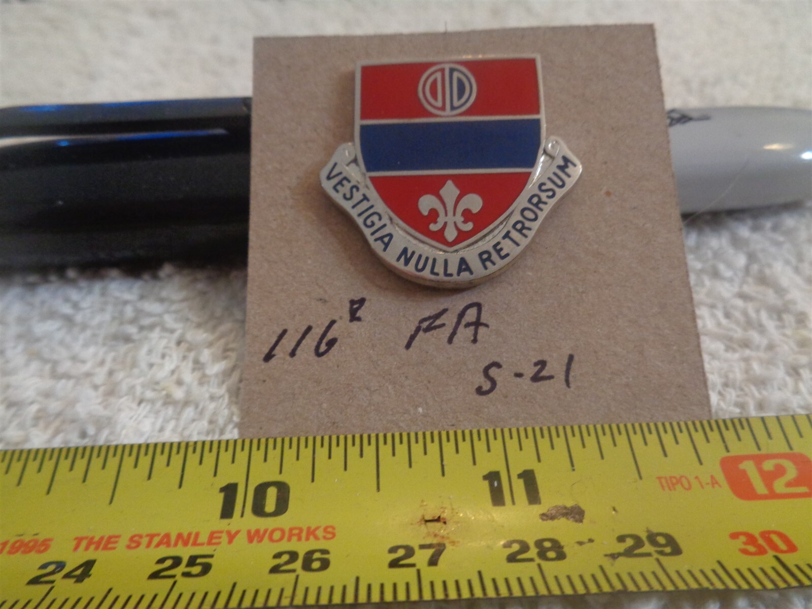 116th Field Artillery S-21 Unit Crest, DI, DUI (DRAW#M13)