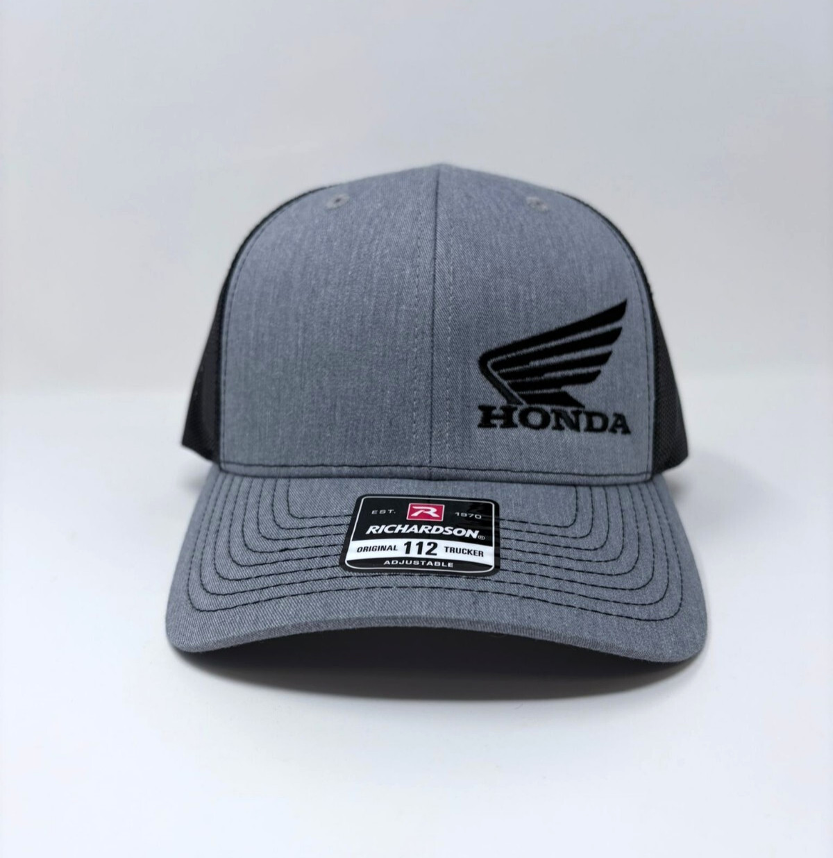 Honda Wing Embroidered RICHARDSON 112 Trucker Snapback Hat Grey/Black BRAND NEW