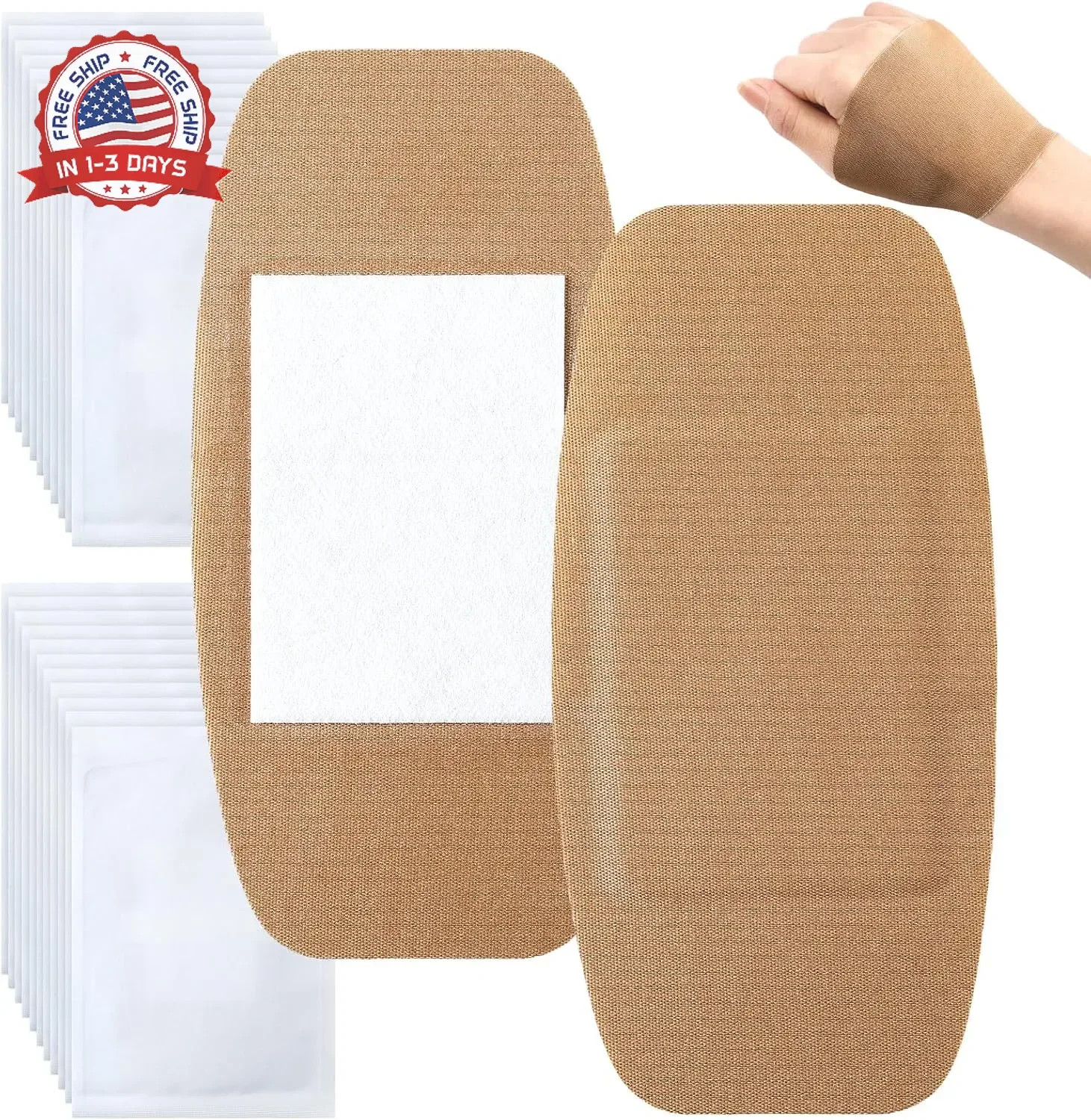 Geiserailie 80 Pcs Extra Large Flexible Adhesive Bandages 6"x3" Fabric Bandages