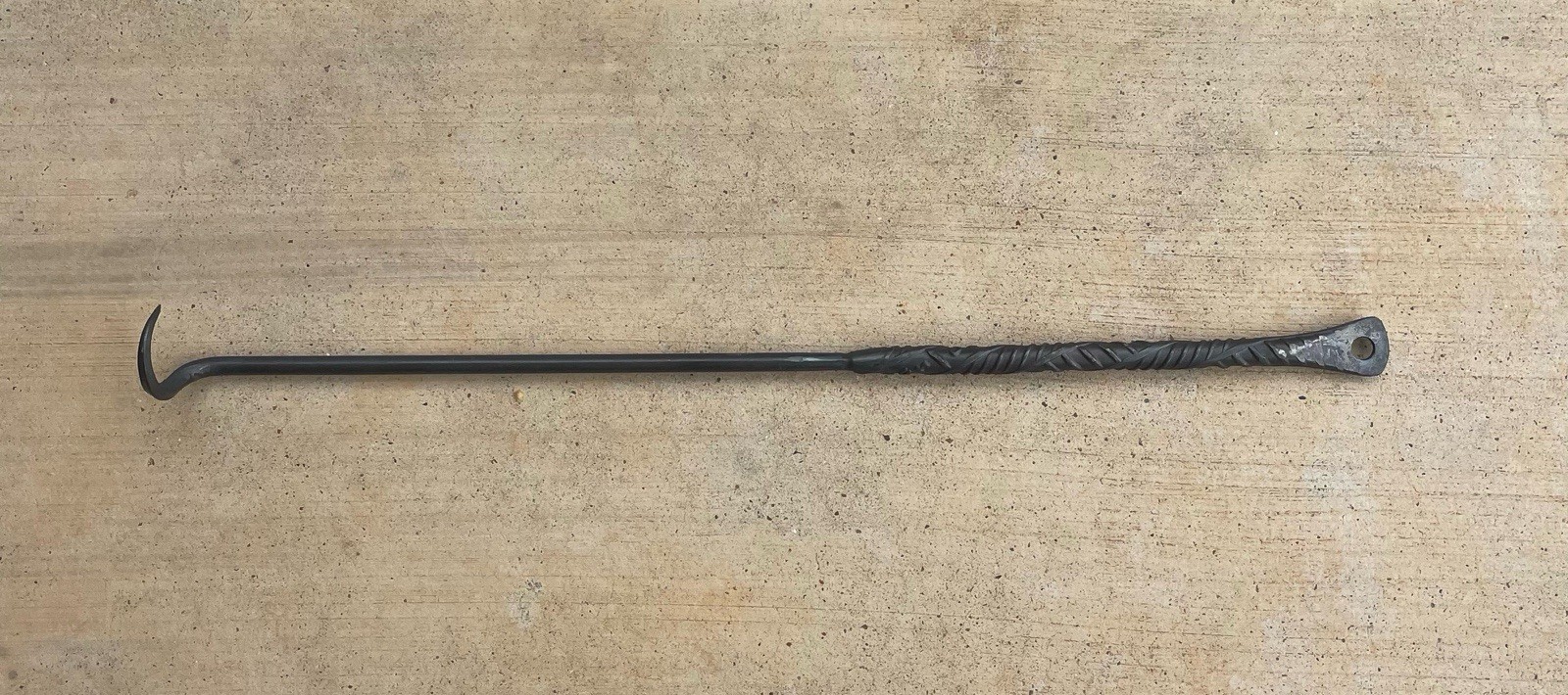Hand Forged Food Flipper BBQ meat hook flipper Made in TEXAS Twisted Handle.