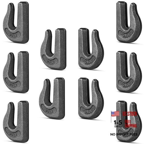 10-Pack 3/8'' Heavy Duty Weldable Forged Clevis Hooks, Grade 70 Steel Chain