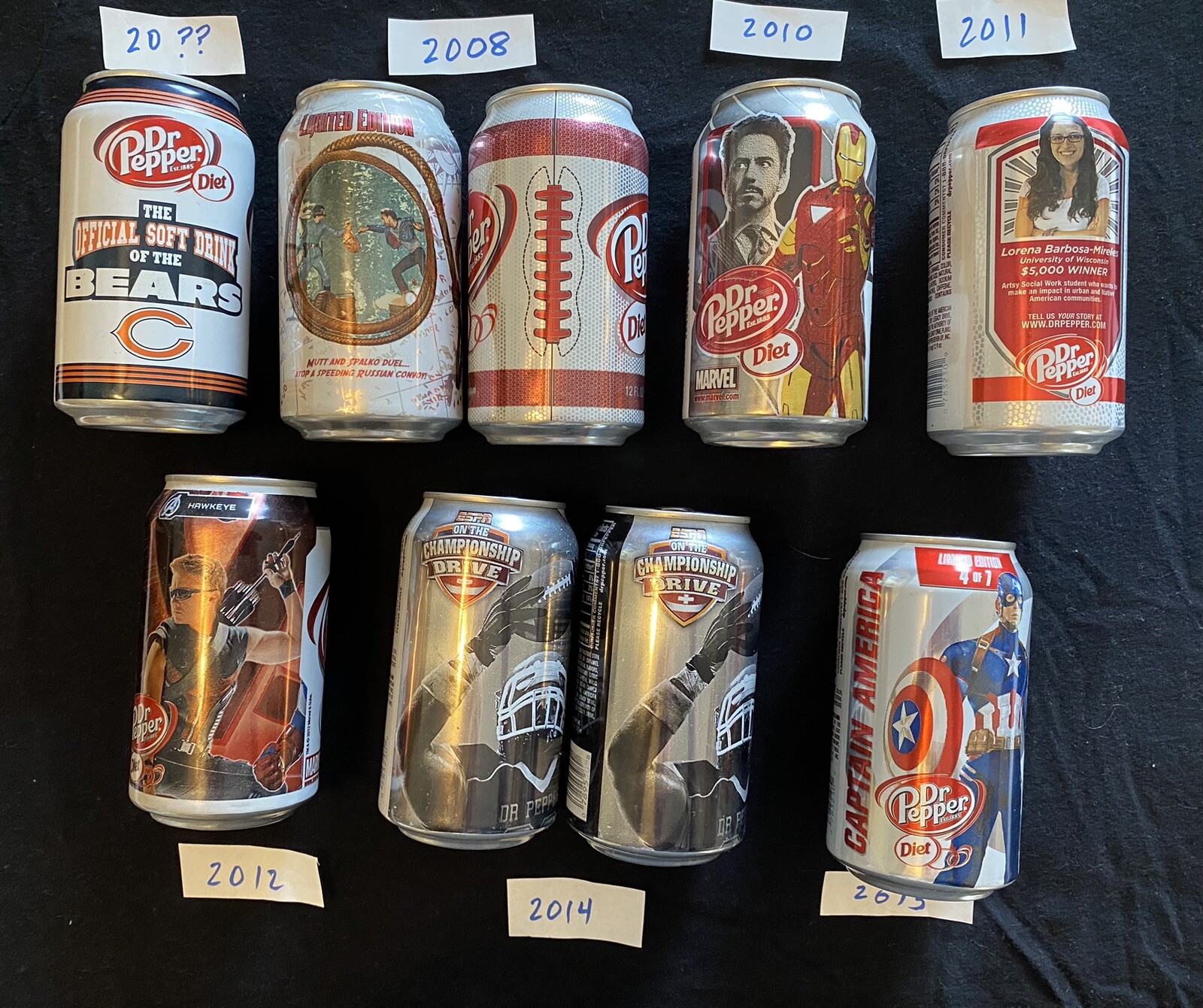 Promotional Diet Dr. Pepper Soda Pop Cans from the 2000s (sold Separately)